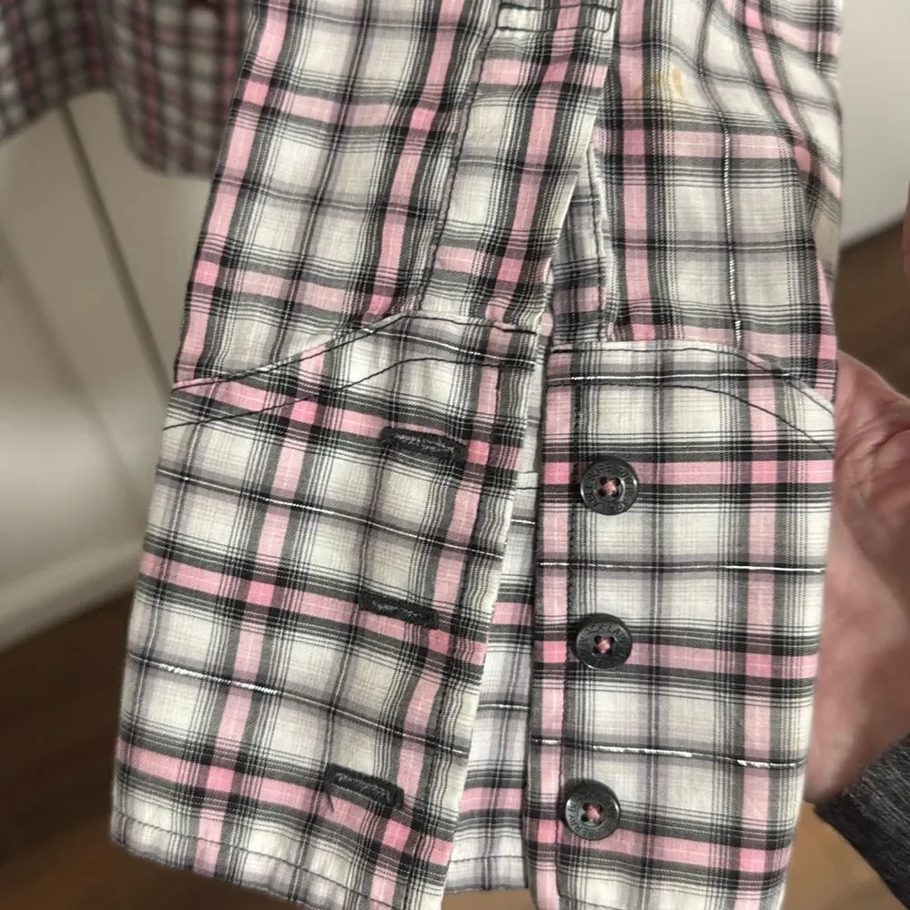 Burberry Woman’s Black Label Japan Long Sleeve Blouse Plaid w/Metallic Thread. - Picture 6 of 10